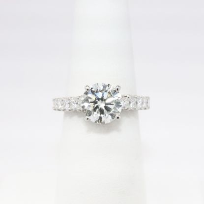 Picture of 18k White Gold & GIA Certified Round Brilliant Cut Diamond Solitaire Ring with Diamond Accented Band