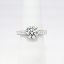 Picture of 18k White Gold & GIA Certified Round Brilliant Cut Diamond Solitaire Ring with Diamond Accented Band
