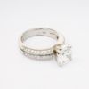 Picture of 14k White Gold Round Brilliant Cut Diamond Solitaire Ring with Split, Diamond Accented Band