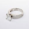 Picture of 14k White Gold Round Brilliant Cut Diamond Solitaire Ring with Split, Diamond Accented Band