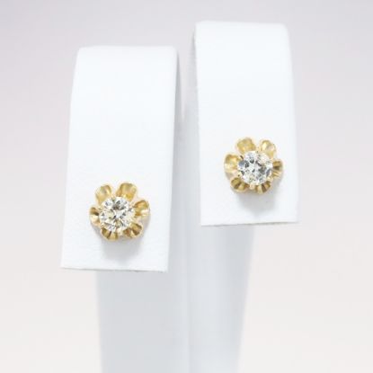 Picture of 14k Yellow Gold & 0.50ctw Round Brilliant Cut Diamond Solitaire Stud Earrings