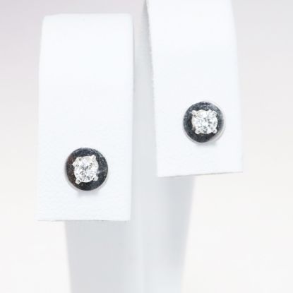 Picture of 18k White Gold & Round Brilliant Cut Diamond Solitaire Stud Earrings