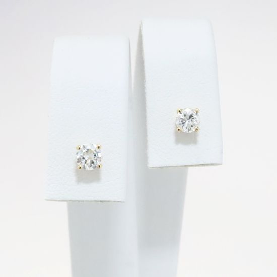 Picture of 14k Yellow Gold & 0.48ctw Round Brilliant Cut Diamond Solitaire Earrings