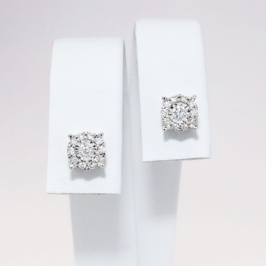 Picture of 14k White Gold & Diamond Cluster Stud Earrings