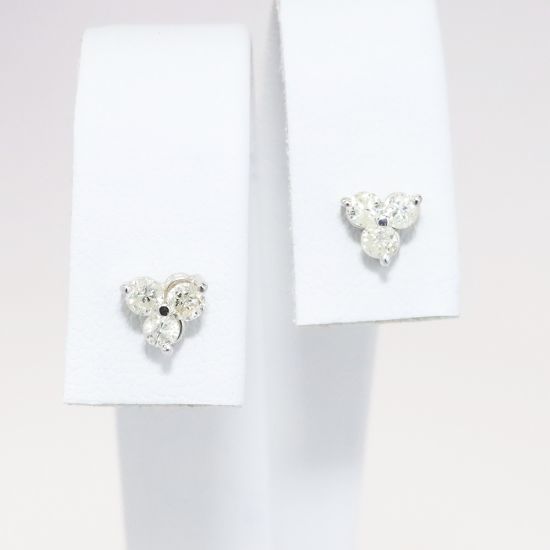 Picture of 14k White Gold & Diamond Trio Stud Earrings