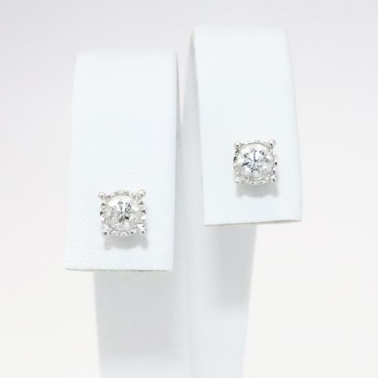 Picture of 14k White Gold & Diamond Solitaire Earrings