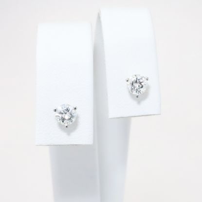 Picture of Platinum & Round Brilliant Cut Diamond Solitaire Stud Earrings