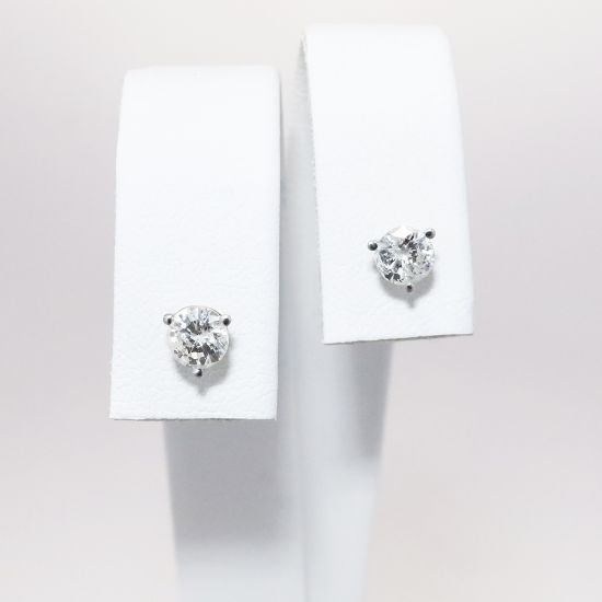 Picture of Platinum & Round Brilliant Cut Diamond Solitaire Earrings