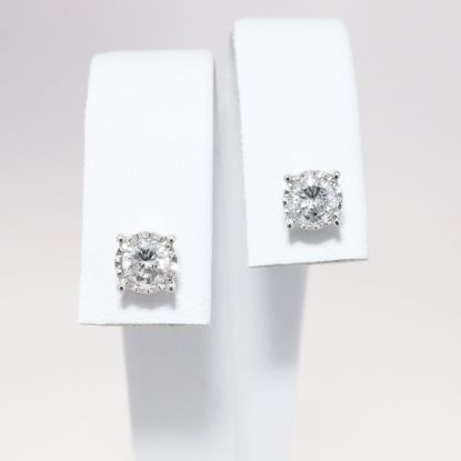 Picture of 14k White Gold & Round Brilliant Cut Diamond Stud Earrings