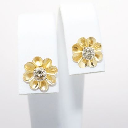 Picture of 14k Yellow Gold Diamond Solitaire Earrings with Gold Jackets