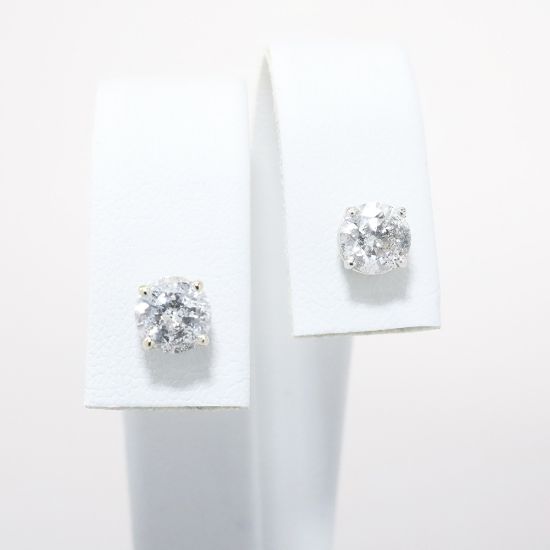 Picture of 14k White Gold & 1.40ct Round Brilliant Cut Diamond Solitaire Earrings