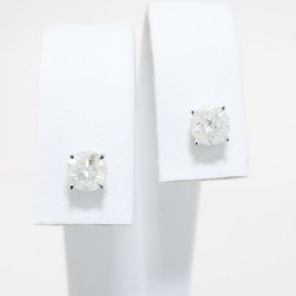 Picture of 14k White Gold & Diamond Solitaire Earrings