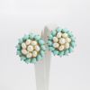 Picture of Vintage 1960's Crown Trifari Faux Pearl & Turquoise Cabochon Bracelet & Earring Set