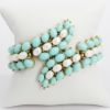 Picture of Vintage 1960's Crown Trifari Faux Pearl & Turquoise Cabochon Bracelet & Earring Set