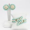 Picture of Vintage 1960's Crown Trifari Faux Pearl & Turquoise Cabochon Bracelet & Earring Set