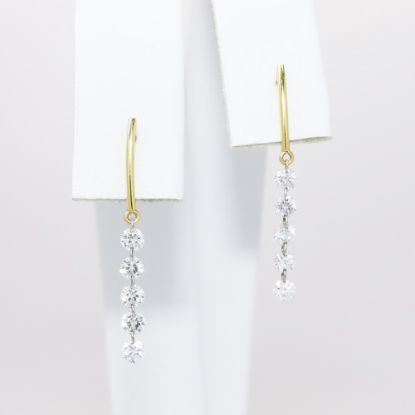 Picture of 18k Yellow Gold & Floating Round Brilliant Cut Diamonds Drop Earrings