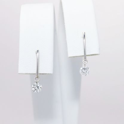 Picture of 18k White Gold Drop Earrings with Floating Round Brilliant Cut Diamond Accents