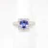 Picture of 14k White Gold & Cushion Cut Tanzanite Ring with Diamond Halo