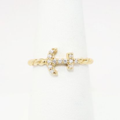 Picture of Nemati 14k Yellow Gold & Diamond Anchor Ring with Twisted band