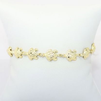 Picture of 14k Yellow Gold Figural Sea Turtle Links Bracelet