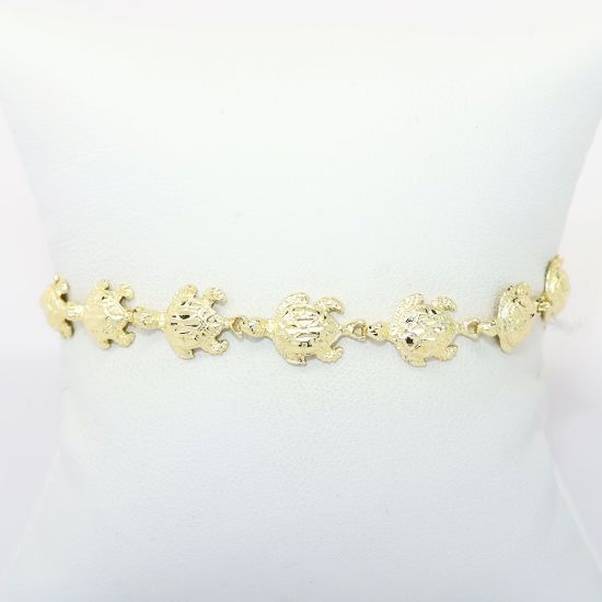 Picture of 14k Yellow Gold Figural Sea Turtle Links Bracelet