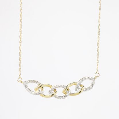 Picture of 14k Yellow Gold & Diamond Necklace with Curb Chain Link Pendant