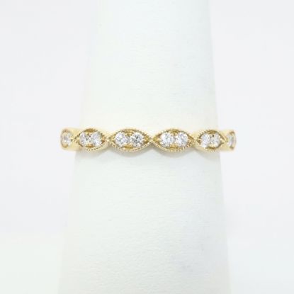 Picture of Vintage Inspire 14k Yellow Gold & Diamond Wedding Band with Milgrain Detailing