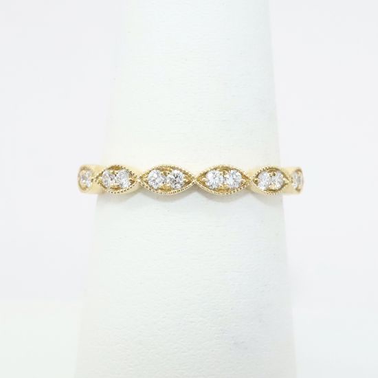 Picture of Vintage Inspire 14k Yellow Gold & Diamond Wedding Band with Milgrain Detailing