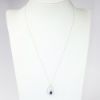 Picture of 14k White Gold & Diamond Teardrop Pendant Necklace with Pear Cut Sapphire Accent