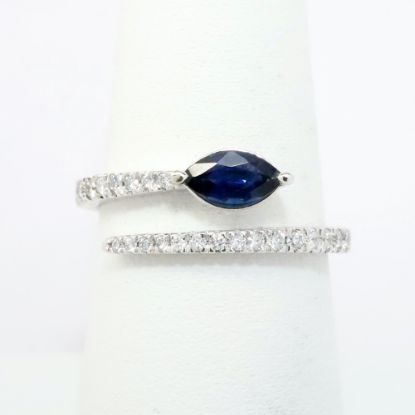 Picture of 14k White Gold, Diamond & Marquise Cut Sapphire Bypass Ring