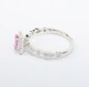 Picture of 14k White Gold & Emerald Cut Pink Sapphire Ring with Diamond Halo