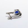 Picture of 14k White Gold & Oval Cut Sapphire Huggee Earrings with Diamond Accents