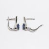 Picture of 14k White Gold & Oval Cut Sapphire Huggee Earrings with Diamond Accents