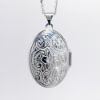 Picture of 14k White Gold Oval Locket with Etched Flower & Scroll Details