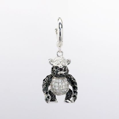 Picture of 14k White Gold with Pavé Set Black & White Diamonds Monkey Charm/Pendant