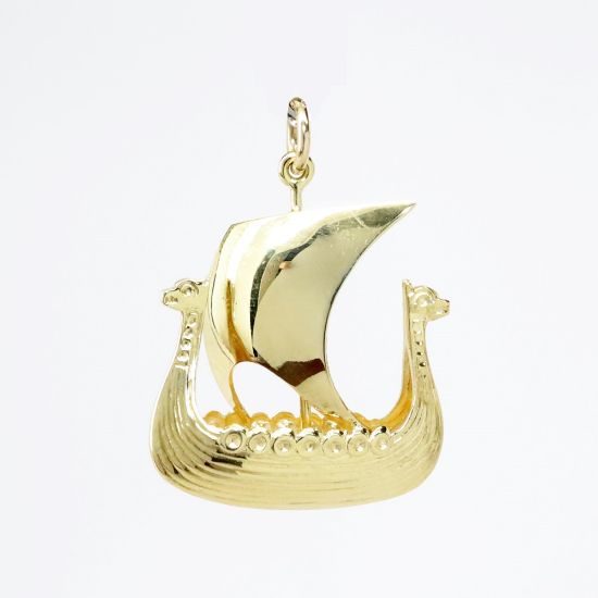 Picture of 14k Yellow Gold Norse Viking Ship Pendant