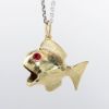 Picture of 14k Yellow Gold Open Mouthed Fish Charm with Ruby Eyes