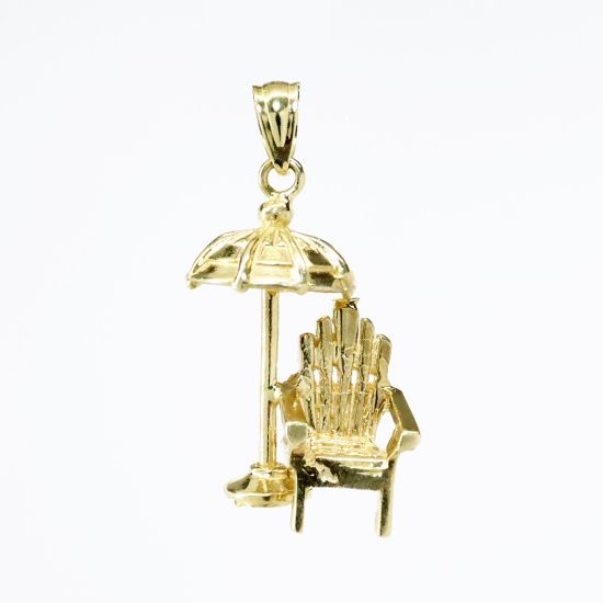 Picture of 14k Yellow Gold Beach Chair & Umbrella Pendant