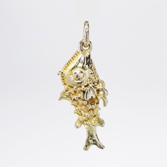 Picture of 14k Yellow Gold Aztec Art Inspired Fish Charm