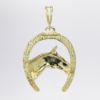 Picture of 14k Yellow Gold Horseshoe with Horse Head Pendant with Pink Sapphire Eye