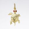 Picture of 14k Yellow Gold Sea Turtle Charm with Pink Crystal Eyes