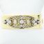 Picture of Vintage Inspired Yellow Gold Bangle Bracelet with Applied Platinum Filigree & Old Mine Cut Diamond Details