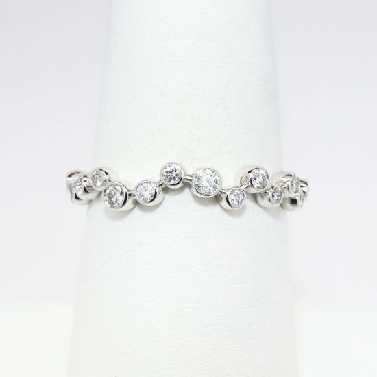 Picture of 14k White Gold & Bezel Set Diamond Zig Zag Ring