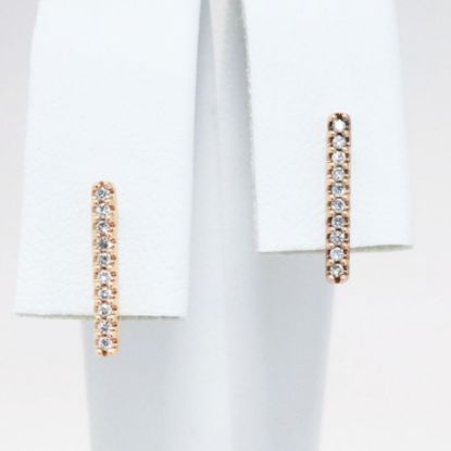 Picture of 14k Rose Gold & Diamond Bar Earrings