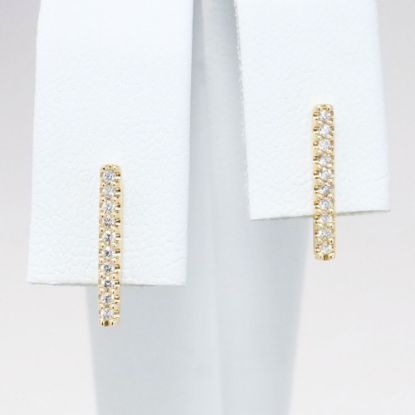 Picture of 14k Yellow Gold & Diamond Bar Earrings