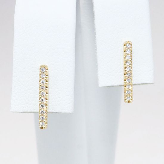 Picture of 14k Yellow Gold & Diamond Bar Earrings