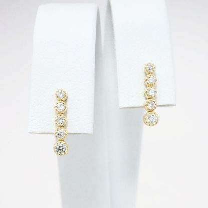 Picture of 14k Yellow Gold & Graduating Diamond Bar Earrings 