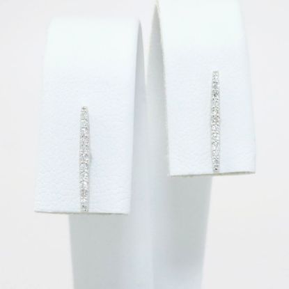 Picture of 14k White Gold & Diamond Bar Earrings