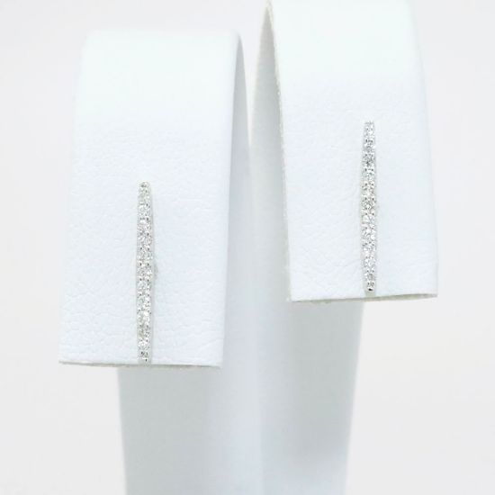 Picture of 14k White Gold & Diamond Bar Earrings