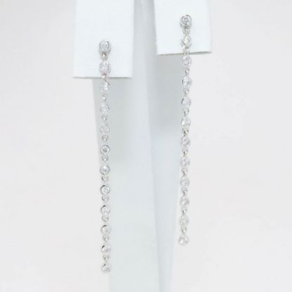 Picture of 14k White Gold & Cascading Bezel Set Diamond Drop Earrings